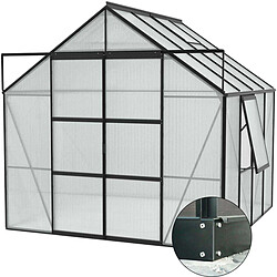 Vitavia Serre de jardin en polycarbonate 4 mm et aluminium noir avec embase Jupiter Longueur de 258 cm.