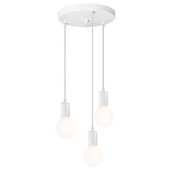 Stoex Luminaire Suspension Douille de lampe E27 avec Support de Disque Rond, Lampe de Plafond Edison Accessoires Pendentif - Blanc