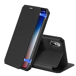 Dux Ducis Coque en TPU flip magnétique avec porte-carte noir pour votre Apple iPhone X/XS 5.8 pouces