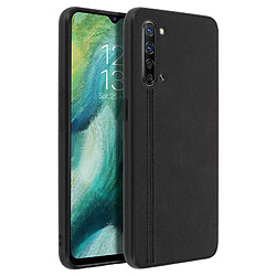 Avizar Coque Oppo Find X2 Lite Rigide Contour Bumper Silicone Effet Cuir Noir