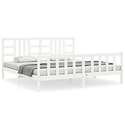 Maison Chic Lit adulte - Cadre Structure de lit avec tête de lit Contemporain blanc 200x200 cm bois massif -MN17167