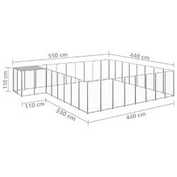 vidaXL Chenil Argenté 20,57 m² Acier pas cher