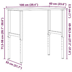 vidaXL Établi 100x(55-60)x(71,5-98) cm bois massif de hêtre pas cher