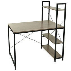 Decoshop26 Bureau avec étagère table pour ordinateur 100 x 60 cm métal MDF gris-brun 04_0006015 pas cher