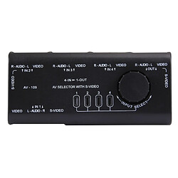 Wewoo Splitter noir Multi-Box RCA AV Audio-Vidéo Switcher + 3 câble RCA, 4 entrées de groupe et 1 système de sortie de