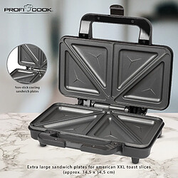 Acheter Grille-pain Sandwich XXL 14.5 x 14.5 cm Croque-Monsieur, 900, Noir/Argent, Proficook, ST 1092