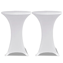 Decoshop26 Housses élastiques de table Ø 80 cm Blanc 2 pièces DEC022494