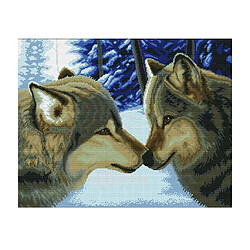 Loup Kiss fait à la main estampillé artisanat de broderie de kits de point de croix 11CT 68x55cm