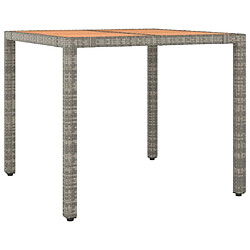 vidaXL Table de jardin et dessus en bois Gris Résine tressée et acacia