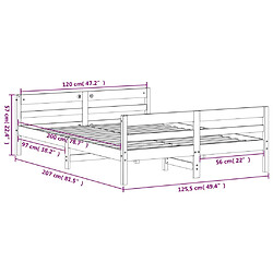 Vidaxl Cadre de lit avec tête de lit blanc 120x200 cm bois pin massif pas cher