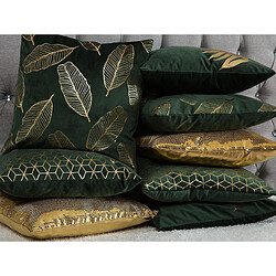 Beliani Lot de 2 coussins FERN Velours 45 x 45 cm Motif de plante Vert foncé