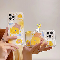 GUPBOO Étui pour iPhone13ProMax Emoji fromage ours mignon support de cas de téléphone portable femme