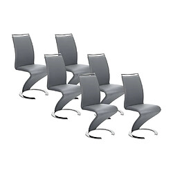 Vente-Unique Lot de 6 chaises TWIZY - Simili gris 