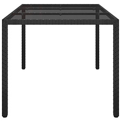 Avis vidaXL Table de jardin 150x90x75cm Verre trempé et résine tressée Noir