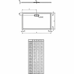 Receveur 140 x 90 cm - ULTRAFLAT NEW - extra-plat 2,5 cm - blanc brillant brillant - Ideal Standard