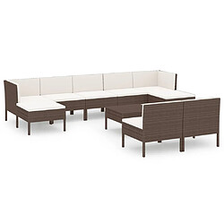 Maison Chic Salon de jardin 10 pcs + coussins - Mobilier/Meubles de jardin - Table et chaises d'extérieur Résine tressée Marron -MN48997