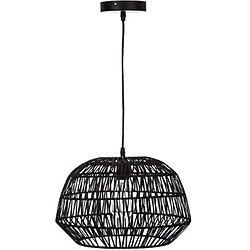 Pegane Suspension design en rotin et fer coloris noir - Dim : D 38 x H 32 cm