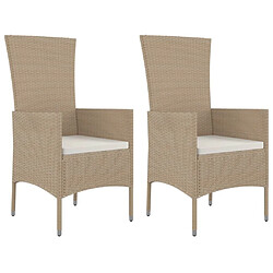 Acheter Ensemble salle à manger de jardin 3 pcs,Table et chaise à dîner d'extérieur Beige poly rotin -MN39664