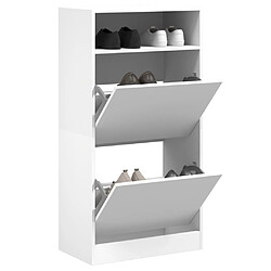 Maison Chic Armoire à chaussures | Meuble de rangement à chaussures Meuble d'Entrée blanc 60x34x116 cm bois d'ingénierie -MN37892