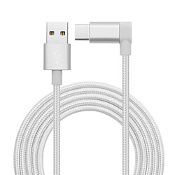 Wewoo Câble blanc pour Samsung Galaxy S8 & S8 + / LG G6 / Huawei P10 & P10 Plus / Xiaomi Mi6 & Max 2 et autres Smartphones 1.2m 2A 90 fils de cuivre tissé coude USB-C / Type-C 3.1 à USB 2.0 Données / de chargeur,