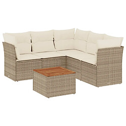 vidaXL Salon de jardin avec coussins 6 pcs beige résine tressée