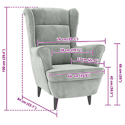 vidaXL Fauteuil gris clair velours pas cher