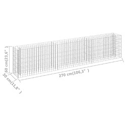 vidaXL Lit surélevé à gabion Acier galvanisé 270x30x60 cm pas cher