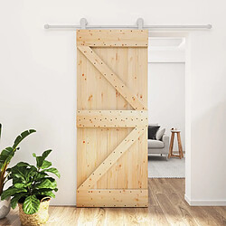 vidaXL Porte coulissante et kit de quincaillerie 80x210 cm pin massif