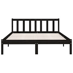 Avis vidaXL Cadre de lit sans matelas noir bois massif 140x190 cm