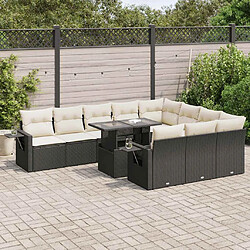 vidaXL Salon de jardin 11 pcs avec coussins noir résine tressée