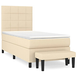 vidaXL Sommier à lattes de lit avec matelas Crème 100x200 cm Tissu