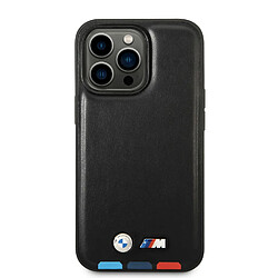 Cg Mobile BMW Coque pour iPhone 14 Pro en noir avec lignes inférieures tricolores, collection M, étui de protection lisse avec encliquetage, absorption des chocs et logo signature pas cher