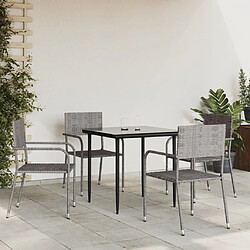 vidaXL Ensemble à manger de jardin 5pcs gris/noir résine tressée/acier