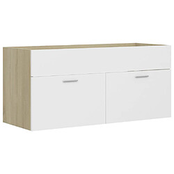 vidaXL Armoire d'évier Blanc et chêne sonoma Bois d’ingénierie