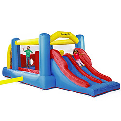 Airmyfun Château gonflable : aire de jeux gonflable avec obstacles et double toboggan - surface de jeux : 560 x 255 x 190 cm - Wipe out