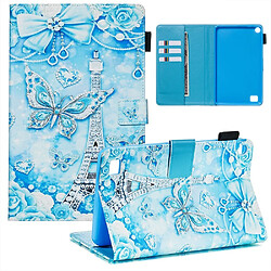 Etui en PU impression de modèle papillon pour votre Amazon Fire 7 (2019)/(2017)/(2015)