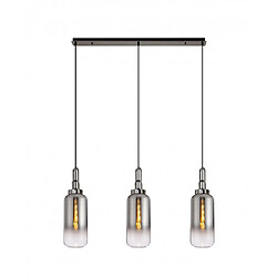 Luminaire Center Suspension 3 ampoules Chrome noir,fumé