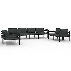 vidaXL Salon de jardin 8 pcs avec coussins Aluminium Anthracite