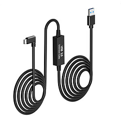 Câble de liaison 16 pieds, câble de liaison avec amplificateur de signal, jeu VR en streaming et câble USB C 3.0 à charge rapide compatible pour casque Quest 2 ou Oculus Quest vers un PC de jeu