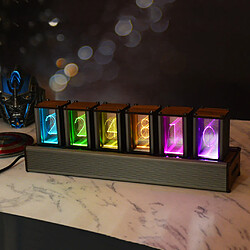 Acheter Nixie Clock RGB LED Digital Glow Tube Clock Kit De Base En Bois Fini