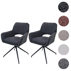 Mendler Lot de 2 chaises de salle à manger HWC-N74, chaise de cuisine, pivotante Auto-Return, tissu Bouclé (540g/m²) Oeko-Tex ~ gris foncé