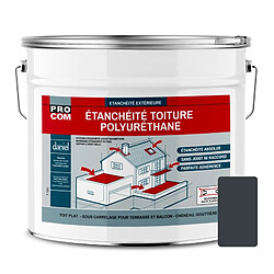 PRO COM Étanchéité toiture polyuréthane - Étanchéité toit terrasse, toit plat PROCOM-15 Kg-Ardoise (RAL 7016)