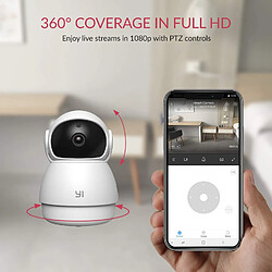 Chrono Caméra de surveillance WiFi 1080p, caméra de sécurité intérieure Full HD avec nouvelles puces pour la détection humaine et sonore, suivi de mouvement, vision nocturne, caméra dôme IP(Blanc)