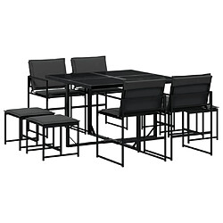 vidaXL Ensemble à manger de jardin avec coussins 9 pcs noir textilène