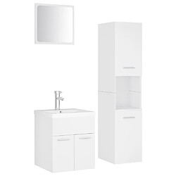 vidaXL Ensemble de meubles de salle de bain Blanc Aggloméré