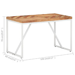 vidaXL Table à manger 120x60x76 cm Bois massif d'acacia et de manguier pas cher