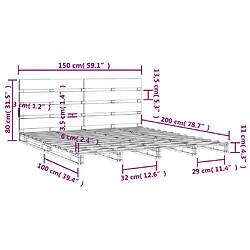 vidaXL Cadre de lit sans matelas 150x200 cm bois de pin massif pas cher