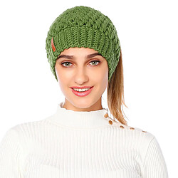 Acheter Queue De Cheval Messy Bun Beanie Hats Knit Stretchy Beanie Hats Cap Vert