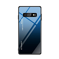 Wewoo Coque Pour Galaxy S10 Gradient Color Glass Case Blue