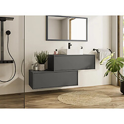 Vente-Unique Meuble de salle de bain suspendu gris anthracite avec simple vasque carrée et deux tiroirs - 94 cm - TEANA II